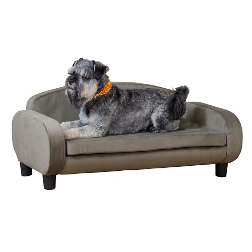Paws & Purrs Hundesofa, 90,2 cm, moderne Haustier-Couch für mittelgroße Hunde, mit waschbarem, abnehmbarem Bezug, stilvolles, erhöhtes Hundebett, Aschbraun von Paws & Purrs