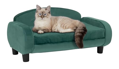 Paws & Purrs Modernes Haustier-Sofa, 80 cm breit, 49,5 cm tief, niedrige Rückenlehne, Liegebett mit abnehmbarem Matratzenbezug von Paws & Purrs