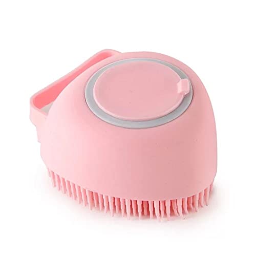 PawsFourLove Einfach zu bedienende Silikon-Hundeshampoo-Bürste (rosa Herz) von PawsFourLove