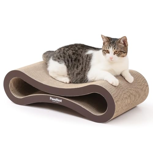 PawsNest Cat Scratcher Lounge – Umweltfreundliches Kratzbrett aus Karton für Indoor-Katzen – wendbar, ungiftig, langlebig und mit Premium Bio-Katzenminze – Walnussbraun PawsNest Cat Scratcher Lounge – Umweltfreundliches Kratzbrett aus Karton für Indoor-Katzen – wendbar, ungiftig, langlebig und mit Premium Bio-Katzenminze – Walnussbraun von PawsNest