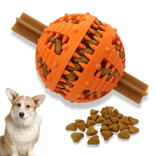 PawsOnly | Hundespielzeug | Leckerli Ball für Hunde | Intelligenzspielzeug | Snackball Hund | Hundebeschäftigung | Futterball Naturkautschuk | Welpenspielzeug | Zahnputzball (Klein 6 cm, Orange) von PawsOnly