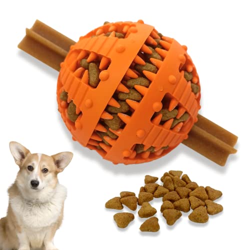 PawsOnly Hundeball für Kleine Große Hunde | Futterball für Hunde | Welpenspielzeug | Naturkautschuk | Zahnpflege Hunde Spielsachen | Hundespielzeug Intelligenz Ball (Klein 6 cm, Orange) von PawsOnly