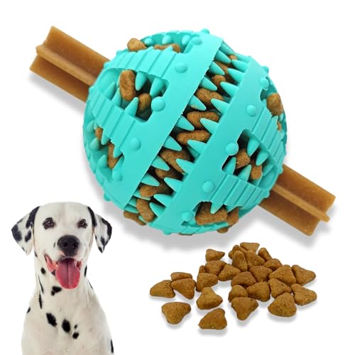 PawsOnly | Hundespielzeug | Leckerli Ball für Hunde | Intelligenzspielzeug | Snackball Hund | Hundebeschäftigung | Futterball Naturkautschuk | Welpenspielzeug | Zahnputzball (Groß 8 cm, Blau) von PawsOnly