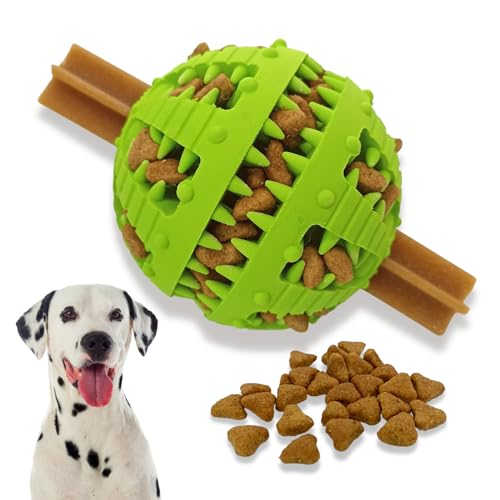 PawsOnly | Hundespielzeug | Leckerli Ball für Hunde | Intelligenzspielzeug | Snackball Hund | Hundebeschäftigung | Futterball Naturkautschuk | Welpenspielzeug | Zahnputzball (Groß 8 cm, Grün) von PawsOnly
