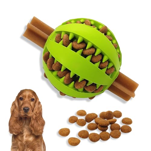 PawsOnly | Futterball für Hunde | Hundespielzeug Intelligenz | Leckerli Ball | Denkspiele | Snackball Naturkautschuk | Beschäftigung Hund | Zahnball (Mittel 7 cm, Grün) von PawsOnly
