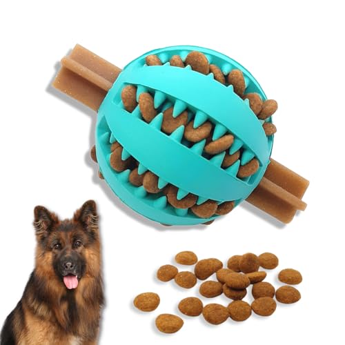 PawsOnly | Futterball für Hunde | Hundespielzeug Intelligenz | Leckerli Ball | Denkspiele | Snackball Naturkautschuk | Beschäftigung Hund | Zahnball (Groß 8 cm, Blau) von PawsOnly
