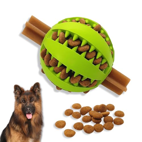PawsOnly | Futterball für Hunde | Hundespielzeug Intelligenz | Leckerli Ball | Denkspiele | Snackball Naturkautschuk | Beschäftigung Hund | Zahnball (Groß 8 cm, Grün) von PawsOnly
