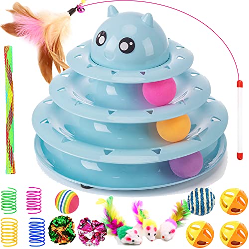 17 Stück Katzenspielzeug Interaktives Katzenspielzeug für Indoor Katzen 3 Schicht Türme Rollenbahnen Katzen Teaser Spielzeug mit Feder Katzenspielzeug, Katzengras, Ball, Glocke, Mausfeder 17 Stück Katzenspielzeug Interaktives Katzenspielzeug für Indoor Katzen 3 Schicht Türme Rollenbahnen Katzen Teaser Spielzeug mit Feder Katzenspielzeug, Katzengras, Ball, Glocke, Mausfeder von Pawsayes