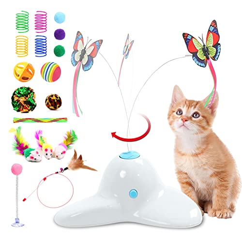 18 PCS Katzenspielzeug, Interaktives automatisches Schmetterling Katzenspielzeug mit Kätzchen Spielbälle Katzenspielzeug für Hauskatzen Erwachsene, Kätzchen Spielzeug 18 Pack Geschenk von Pawsayes