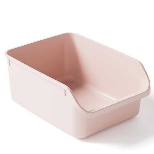 Pawsayes Große Katzentoilette mit hohen Seiten, Spritzschutz für Indoor-Katzen, niedriger Eingang, Kitty-Katzentoiletten (Rosa) von Pawsayes
