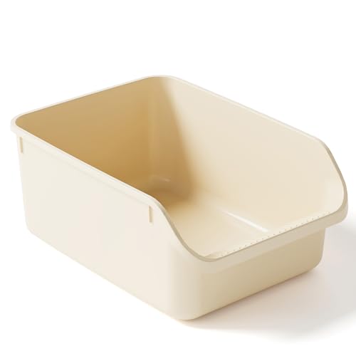Pawsayes Große Katzentoilette mit hohen Seiten, Spritzschutz für Indoor-Katzen, niedriger Eingang, Kitty-Katzentoiletten (weiß) von Pawsayes