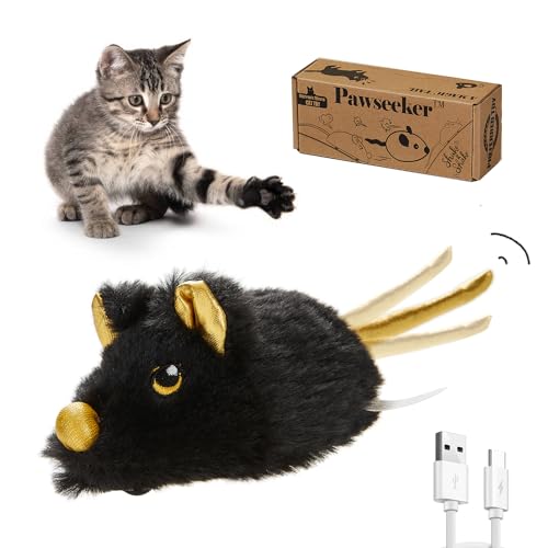 Pawsayes Interaktives Katzenspielzeug für Wohnungskatzen, wiederaufladbares automatisches bewegliches Maus-Katzenspielzeug mit Quietschgeräusch, intelligente elektrische Mäuse-Katzenspielzeuge von Pawsayes