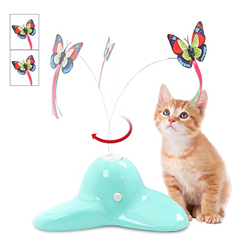 Pawsayes Interaktives Katzenspielzeug für den Innenbereich, mit 360 ° drehbarem Schmetterling 2 Nachfüllpackungen von Pawsayes