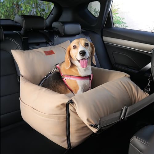 PawSeat Premium-Hundeautositz für kleine bis mittelgroße Hunde, tragbarer Hunde-Sitzerhöhung mit Clip-Leine und verstellbaren Gurten, bis zu 15,9 kg von Pawseat