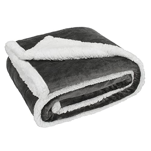 Fleece Hunde Decke Flauschig Waschbar Sherpa Plüsch Kuscheldecke Hundebett für Katzen Welpen Katzen, Grau von Pawsee