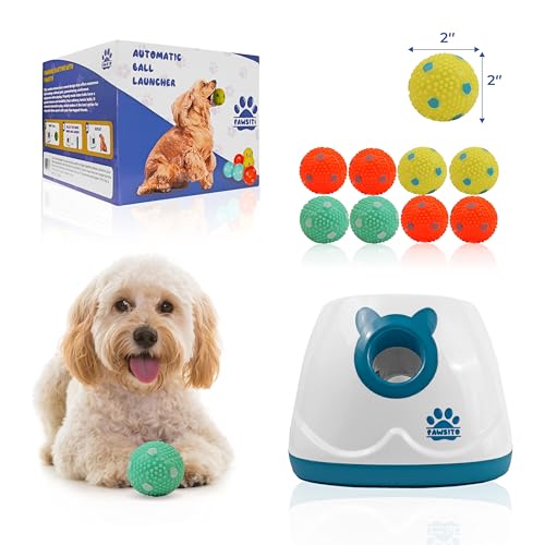 Pawsito Automatischer Ballwerfer für mittelgroße und kleine Hunde, interaktive Apportiermaschine für drinnen und draußen, mit 10 Latexbällen, Dual-Power-Modus, Ballwerfer, Hundespielzeug Pawsito Automatischer Ballwerfer für mittelgroße und kleine Hunde, interaktive Apportiermaschine für drinnen und draußen, mit 10 Latexbällen, Dual-Power-Modus, Ballwerfer, Hundespielzeug von Pawsito