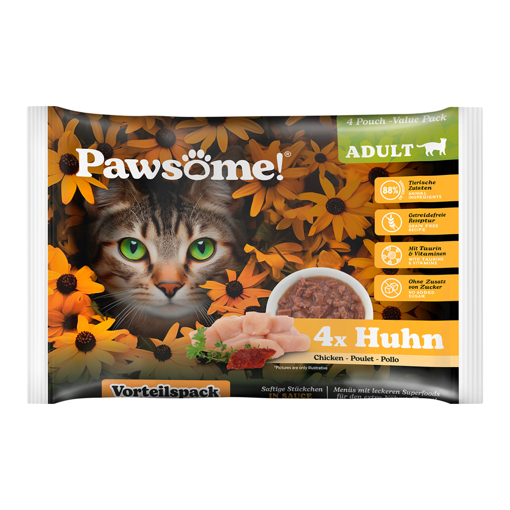 Pawsome Adult Cat 4 x 85 g - Huhn Pawsome Adult Cat 4 x 85 g - Huhn von Pawsome