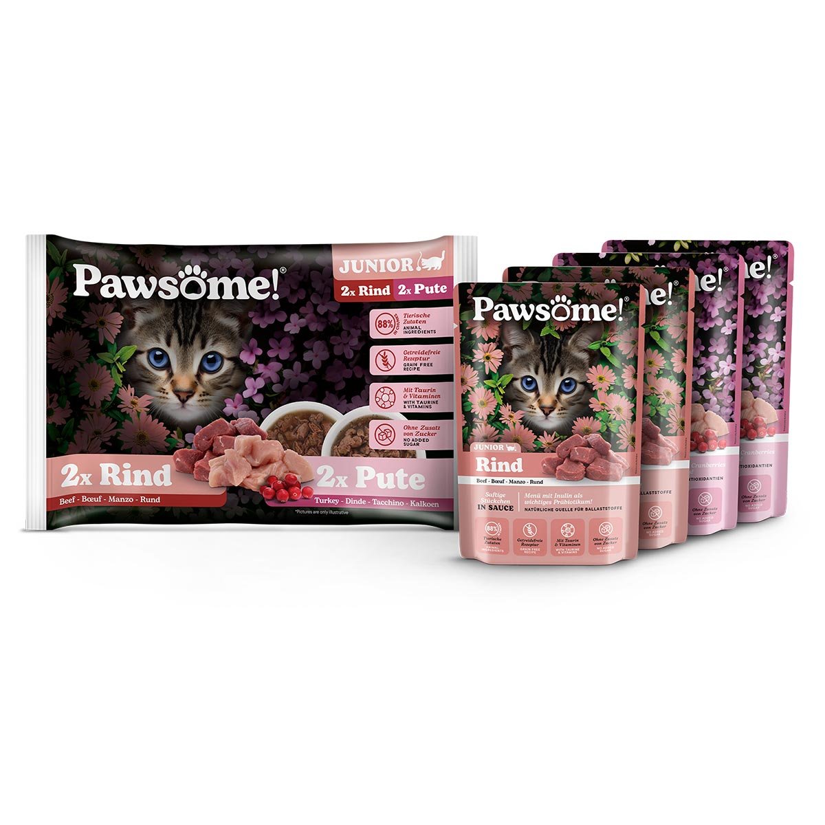 Pawsome Junior Rind & Pute Mixpack 4x85g Pawsome Junior Rind & Pute Mixpack 4x85g von Pawsome!