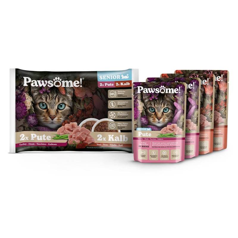 Pawsome Senior Pute & Kalb Mixpack 4x85g von Pawsome!