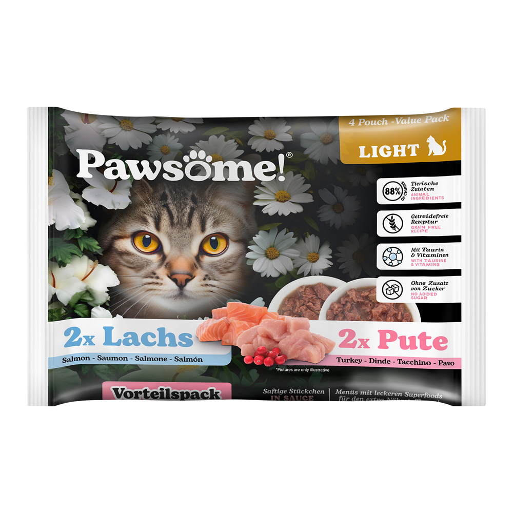 Sparpaket Pawsome Adult Light 8 x 85 g - Pute & Lachs Sparpaket Pawsome Adult Light 8 x 85 g - Pute & Lachs von Pawsome