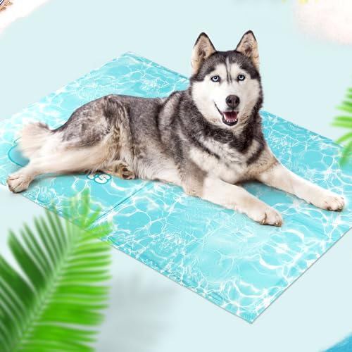 Pawtasy Kühlmatte Hund Kühldecke für Hunde und Katzen Kühlkissen mit Ungiftiges Gel Hundekühlmatte Selbstkühlend für Haustiere Kühlende Hundematte - XXL 120 x 80 cm von Pawtasy