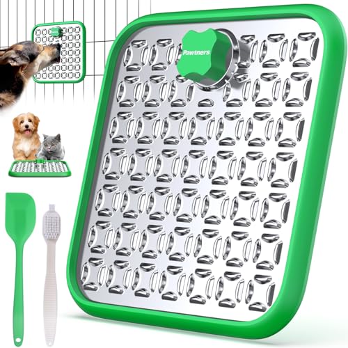【Edelstahl Große Leckmatte für Hunde】Hund Leckmatten für große Hunde, Katze Leckpads für Kiste Langeweile & Angst reduzieren, Langsames Füttern, Katze Slow Feeder Matte mit einem Spatel, Scheuerbürste 【Edelstahl Große Leckmatte für Hunde】Hund Leckmatten für große Hunde, Katze Leckpads für Kiste Langeweile & Angst reduzieren, Langsames Füttern, Katze Slow Feeder Matte mit einem Spatel, Scheuerbürste von Pawtners