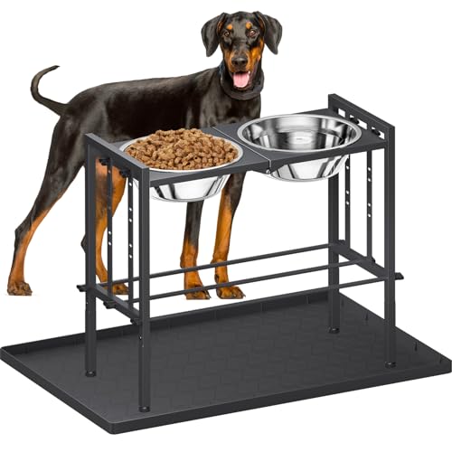 Erhöhte Hundenäpfe für große Hunde – Erhöhte Hundenäpfe aus Metall für große Rassen mit 3 verstellbaren Höhen, perfekter stabiler Hundenapfständer für große und extra große Hunde, Schwarz mit Erhöhte Hundenäpfe für große Hunde – Erhöhte Hundenäpfe aus Metall für große Rassen mit 3 verstellbaren Höhen, perfekter stabiler Hundenapfständer für große und extra große Hunde, Schwarz mit von Pawtners