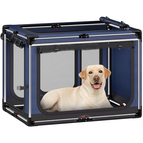 Faltbare Hundebox - 106,7 cm faltbare Hundebox mit weichen Seiten für extra große Hunde, tragbare Hunde-Reisehütte mit weicher Matte für drinnen und draußen, Blau Faltbare Hundebox - 106,7 cm faltbare Hundebox mit weichen Seiten für extra große Hunde, tragbare Hunde-Reisehütte mit weicher Matte für drinnen und draußen, Blau von Pawtners