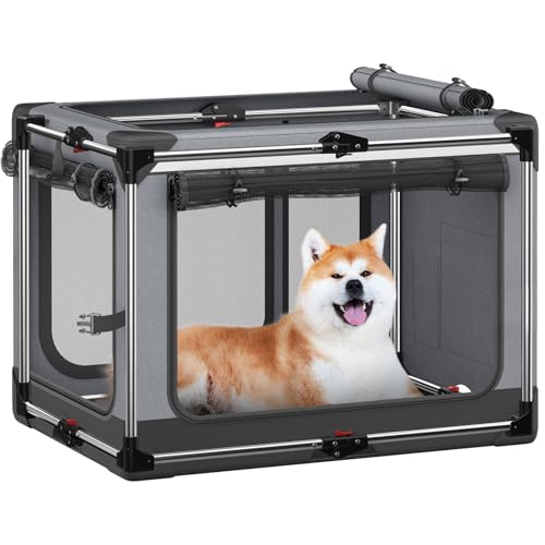 Faltbare Hundebox - 76.2 cm Faltbare Hundebox mit weichen Seiten für mittelgroße Hunde, tragbare Hunde-Reisehütte mit weicher Matte für drinnen und draußen, Grau Faltbare Hundebox - 76.2 cm Faltbare Hundebox mit weichen Seiten für mittelgroße Hunde, tragbare Hunde-Reisehütte mit weicher Matte für drinnen und draußen, Grau von Pawtners