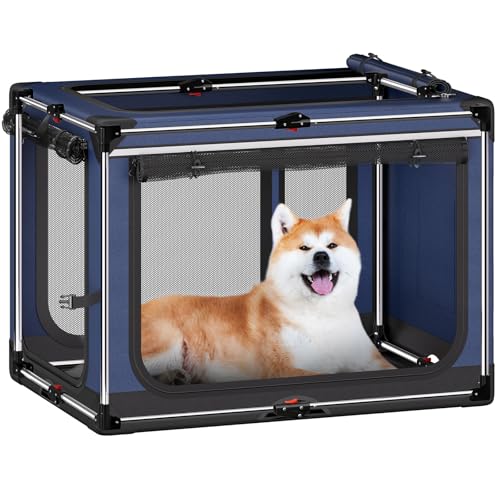 Faltbare Hundekäfig: 76,2 cm faltbare Hundebox mit weichen Seiten für mittelgroße Hunde, tragbare Hunde-Reisehütte mit weicher Matte für drinnen und draußen, Blau (76,2 cm L x 53,3 cm B x 53,3 cm H) von Pawtners