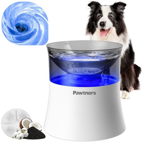 Hunde-Wasserbrunnen mit Vortex-Filtrationsdesign, 3,5 l/3,487.0 g erhöhter Hunde-Wassernapf für große, mittelgroße Hunde und Katzen, automatischer Wasserspender ohne Verschütten mit tiefem von Pawtners
