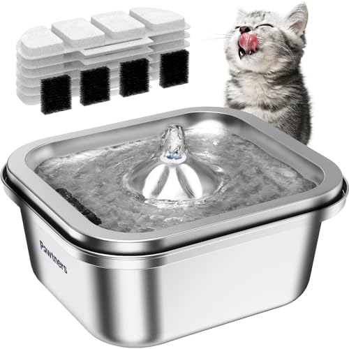 【Katze Wasserbrunnen Edelstahl】 4L/3,968.9 g Haustier Brunnen Wassernapf Innen, Automatischer Hundetrinkspender, Katzenfütterung Bewässerungsbedarf, Metall Kitty Waterer Brunnen, 6 Ersatzfilter 【Katze Wasserbrunnen Edelstahl】 4L/3,968.9 g Haustier Brunnen Wassernapf Innen, Automatischer Hundetrinkspender, Katzenfütterung Bewässerungsbedarf, Metall Kitty Waterer Brunnen, 6 Ersatzfilter von Pawtners
