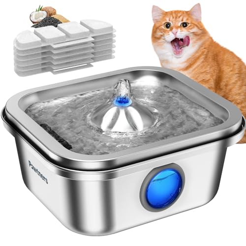 Katzen Wasserbrunnen Edelstahl, 3.5L/3,345.2 g Katzenbrunnen, Automatischer Hundetrinkspender mit Wasserstandsfenster, 6 Filter, Metall Haustier Wassernapf Innen, Leise Pumpe, Einfache Reinigung Katzen Wasserbrunnen Edelstahl, 3.5L/3,345.2 g Katzenbrunnen, Automatischer Hundetrinkspender mit Wasserstandsfenster, 6 Filter, Metall Haustier Wassernapf Innen, Leise Pumpe, Einfache Reinigung von Pawtners