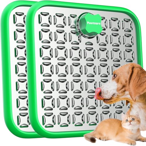 Leckmatte für Hunde: 2 Stück Edelstahl-Leckmatte für Katzen, Kisten-Leckmatte für Hunde, große Rassen, langsame Fütterungsmatte für Hunde, Fellpflege, langsames Füttern, Langeweile und von Pawtners