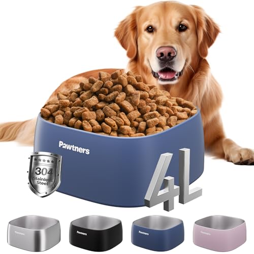 Pawtners Große Hundenäpfe aus Edelstahl, 4 l, Wasser- und Futternapf für große Hunderassen, mit rutschfestem Boden, Metall-Hundenäpfe leicht zu reinigen, spülmaschinenfest, 3,8 l, Blau Pawtners Große Hundenäpfe aus Edelstahl, 4 l, Wasser- und Futternapf für große Hunderassen, mit rutschfestem Boden, Metall-Hundenäpfe leicht zu reinigen, spülmaschinenfest, 3,8 l, Blau von Pawtners