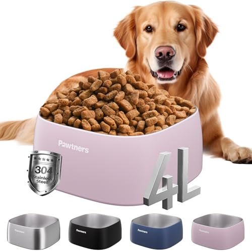 Pawtners Große Hundenäpfe aus Edelstahl, 4 l, Wasser- und Futternapf für große Hunderassen, mit rutschfestem Boden, Metall-Hundenäpfe leicht zu reinigen, spülmaschinenfest, 3,8 l, Rosa Pawtners Große Hundenäpfe aus Edelstahl, 4 l, Wasser- und Futternapf für große Hunderassen, mit rutschfestem Boden, Metall-Hundenäpfe leicht zu reinigen, spülmaschinenfest, 3,8 l, Rosa von Pawtners