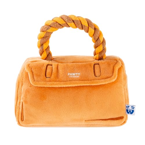 Barkin Bag Interaktives Hundespielzeug - Handtasche Plüsch Designer Zerrseil Spielzeug - Niedliches langlebiges Parodie Geburtstagsgeschenk für Welpen - Quietscher stimulierende Bereicherung für Barkin Bag Interaktives Hundespielzeug - Handtasche Plüsch Designer Zerrseil Spielzeug - Niedliches langlebiges Parodie Geburtstagsgeschenk für Welpen - Quietscher stimulierende Bereicherung für von Pawty Dog Toys