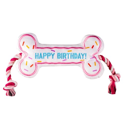 Geburtstag Knochen Interaktives Hundespielzeug - Interaktives Zerrseil Haustier Spielzeug - Niedliches Einzigartiges Design Party Geburtstagsgeschenk - Kleiner Mittelgroßer Welpe - Langlebiges von Pawty Dog Toys