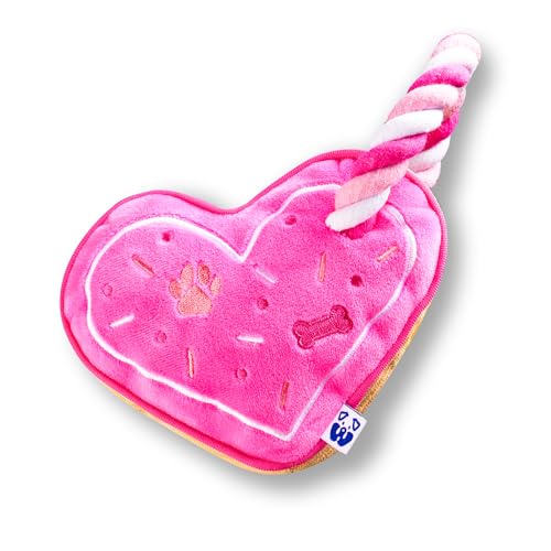 PAWTY Love Heart Hundespielzeug - Plüsch Valentinstag Geschenk mit Quietscher - Interaktives Zerrseil Kauspielzeug für kleine & mittelgroße Hunde - Süßes Rosa Hundespielzeug für Geburtstag, Zahnen von Pawty Dog Toys