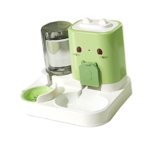 2-in-1 Automatischer Futterspender für Haustiere mit Wasserspender, 1800 ml Futterbehälter und 800 ml Wassernapf, kompaktes abnehmbares Design für Katzen, kleine Hunde, Hase, Grün von PawwJoy