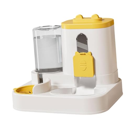 Automatischer Futterspender für Haustiere und Bewässerung, 2-in-1, Futter- und Wasserspender für Katzen und kleine Hunde, für Welpen, Kätzchen, Gelb von PawwJoy