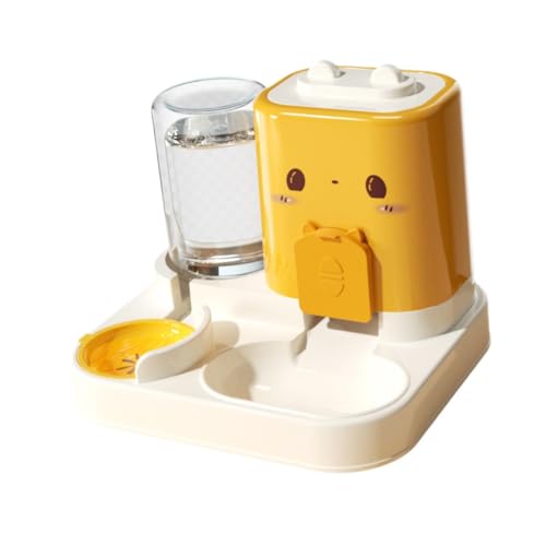 Automatischer Futterspender und Wasserspender, 2-in-1-Futternapf für Katzen, kleine Hunde, Hasen, Welpen, Trockenfutter, 1800 ml Wasser, 800 ml, Gelb Automatischer Futterspender und Wasserspender, 2-in-1-Futternapf für Katzen, kleine Hunde, Hasen, Welpen, Trockenfutter, 1800 ml Wasser, 800 ml, Gelb von PawwJoy
