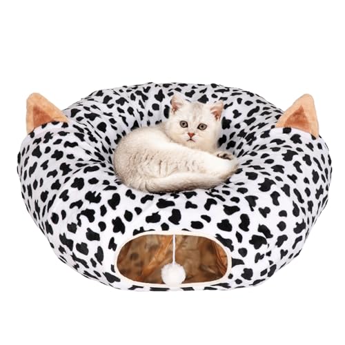 Extra große runde Katzenröhre, Donut-Tunnel mit Plüschball, Spielzeug, rund, zusammenklappbar, Höhlenabdeckung für Kätzchen, Kätzchen und Hunde Extra große runde Katzenröhre, Donut-Tunnel mit Plüschball, Spielzeug, rund, zusammenklappbar, Höhlenabdeckung für Kätzchen, Kätzchen und Hunde von PawwJoy