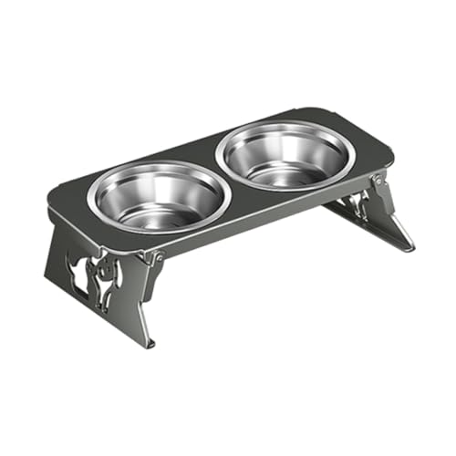 Futternapf aus Edelstahl mit rutschfestem Boden, abnehmbares Design für Hunde und Katzen, Futter und Wasser, 31,5 x 13,5 x 8,7 cm, Grau Futternapf aus Edelstahl mit rutschfestem Boden, abnehmbares Design für Hunde und Katzen, Futter und Wasser, 31,5 x 13,5 x 8,7 cm, Grau von PawwJoy