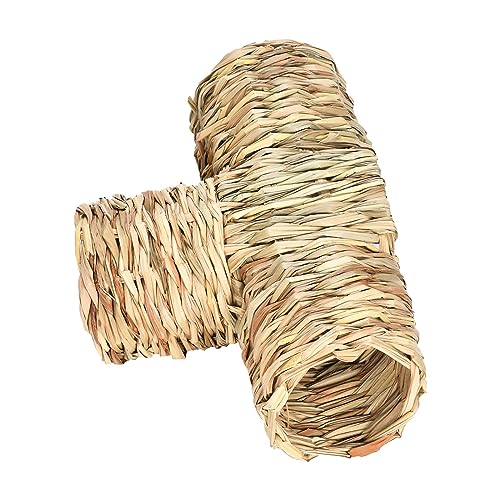 Hamster-Gras-Tunnel, Strohhaus, Versteck Nest, Spielzeug, leicht, interaktives Rohr für Mäuse, Chinchilla, Rennmäuse, Eichhörnchen, Kleintiere, drei Anschlüsse von PawwJoy