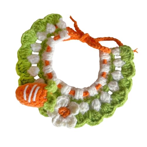 Handgefertigtes gestricktes Katzenhalsband, verstellbar, dekoratives Lätzchen für Halloween, Foto-Requisiten, Geburtstagsparty-Zubehör, Rettich von PawwJoy