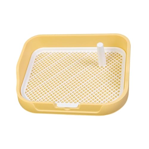 Hundetöpfchentoilette mit Säule, Haustier-Trainingstoilette mit Gitter für den Innenbereich, Veranda, Boden-Pad, Halter, Hundetoilette für Welpen, Gelb von PawwJoy