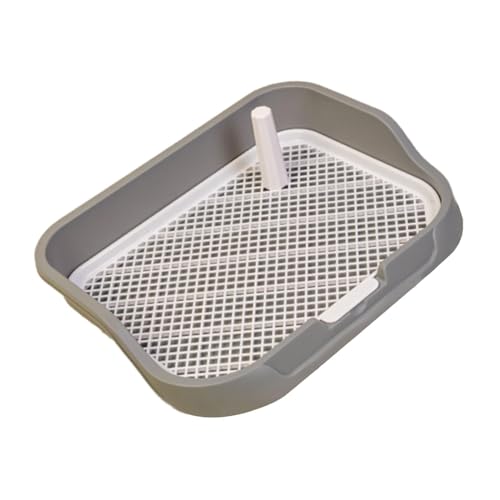 Hundetöpfchentoilette mit Säule, Haustier-Trainingstoilette mit Gitter für den Innenbereich, Veranda, Boden-Pad, Halter, Hundetoilette für Welpen, Hellgrau von PawwJoy