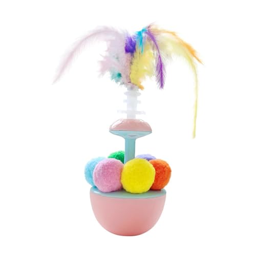 Interaktives Katzenspielzeug mit Feder-Teaser, Tumbler-Übungsspielzeug für Indoor-Katzen und Kätzchen, 19 cm, Rosa Interaktives Katzenspielzeug mit Feder-Teaser, Tumbler-Übungsspielzeug für Indoor-Katzen und Kätzchen, 19 cm, Rosa von PawwJoy