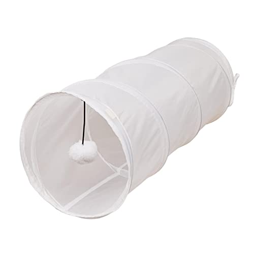 Kätzchentunnelschlauch mit 1 Ball, zusammenklappbare Katzentunnel für Indoor-Katzen, interaktives Spielspielzeug mit Laufrohr und Spielball, weiß, normale Größe, normale Größe - Normale Weiß Kätzchentunnelschlauch mit 1 Ball, zusammenklappbare Katzentunnel für Indoor-Katzen, interaktives Spielspielzeug mit Laufrohr und Spielball, weiß, normale Größe, normale Größe - Normale Weiß von PawwJoy